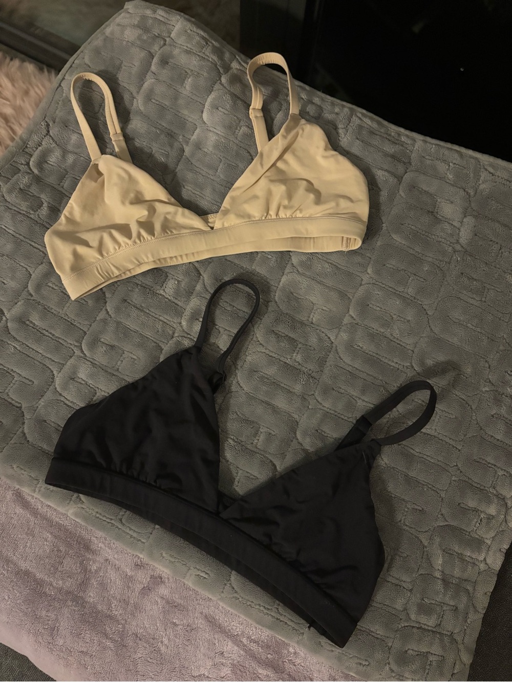 SKIMS Triangle Bralette Set in Cream and Black